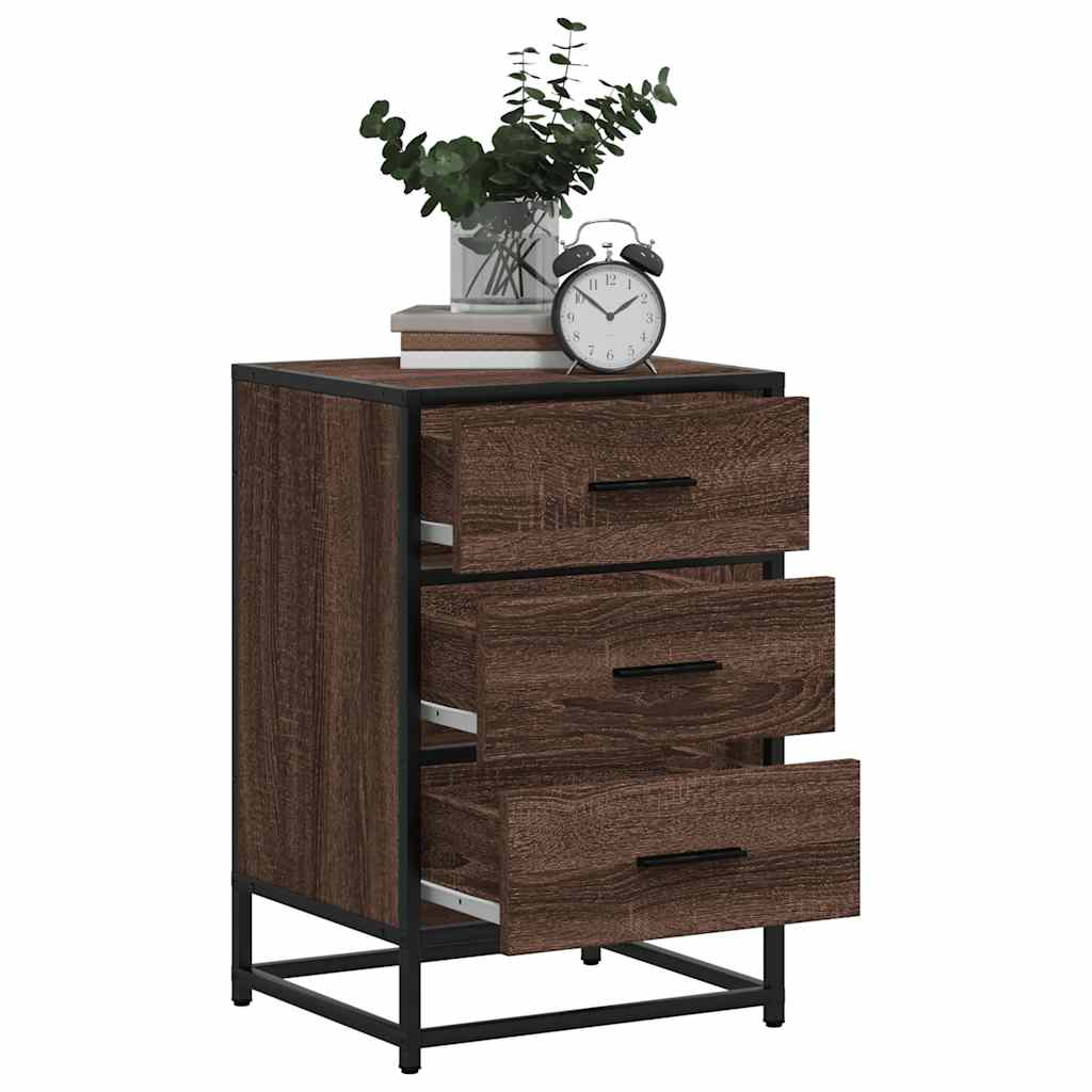 Comodino Rovere Marrone 40x34,5x60cm Legno Multistrato Metallo