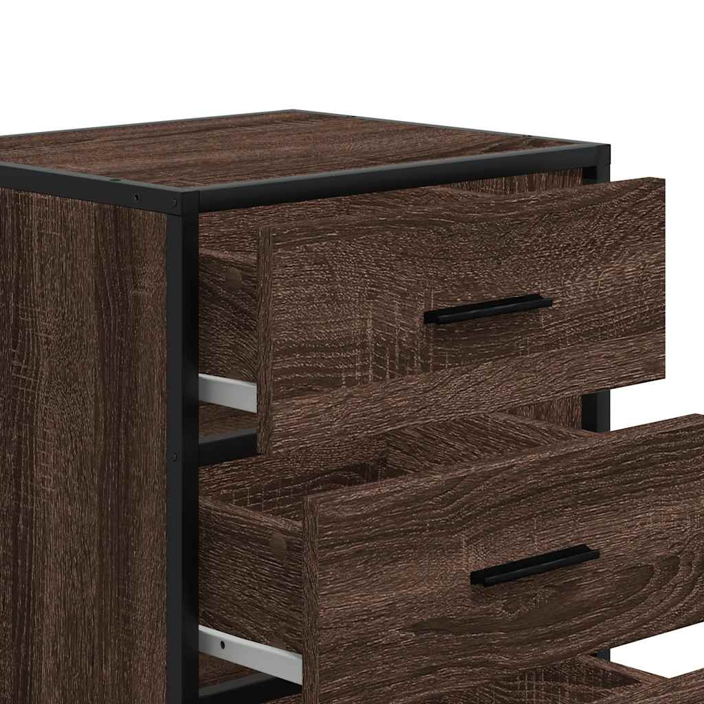 Comodino Rovere Marrone 40x34,5x60cm Legno Multistrato Metallo