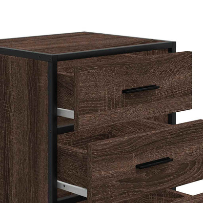 Comodino Rovere Marrone 40x34,5x60cm Legno Multistrato Metallo