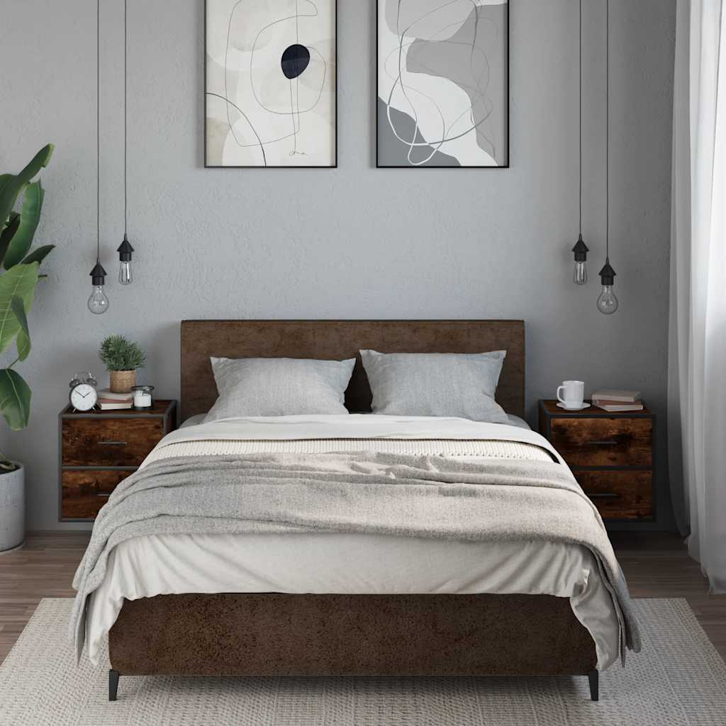 Comodini a Muro 2 pz Rovere Fumo 40x31x39,5 cm - homemem39