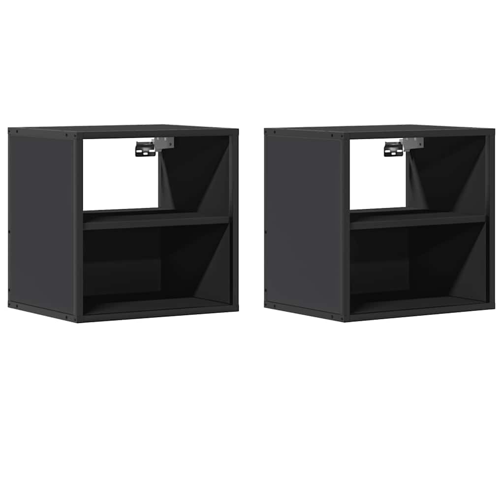Comodini a Muro 2 pz Nero 40x31x39,5 cm - homemem39