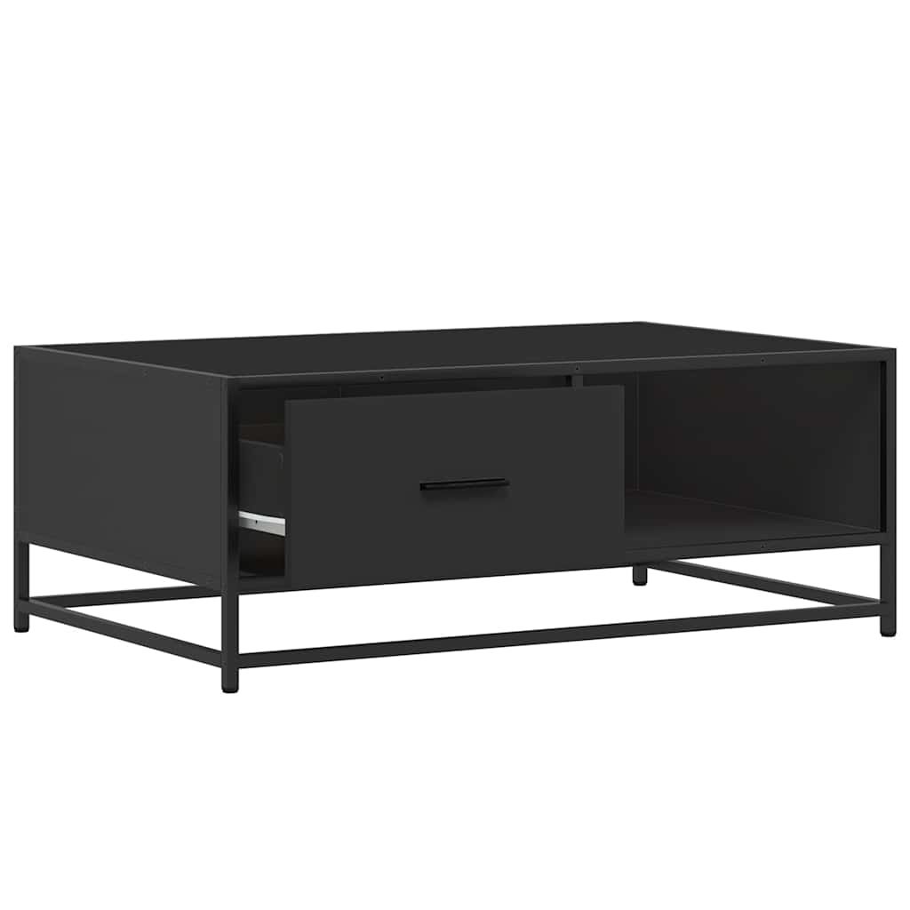 Tavolino Salotto Nero 90x57x35 cm in Truciolato e Metallo | homemem39