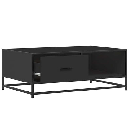 Tavolino Salotto Nero 90x57x35 cm in Truciolato e Metallo | homemem39