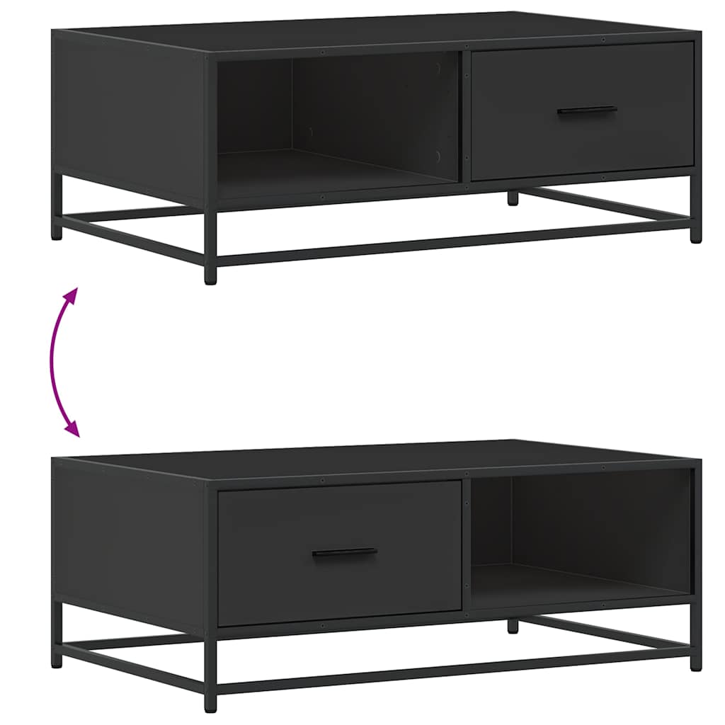 Tavolino Salotto Nero 90x57x35 cm in Truciolato e Metallo | homemem39