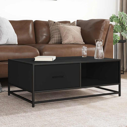 Tavolino Salotto Nero 90x57x35 cm in Truciolato e Metallo | homemem39