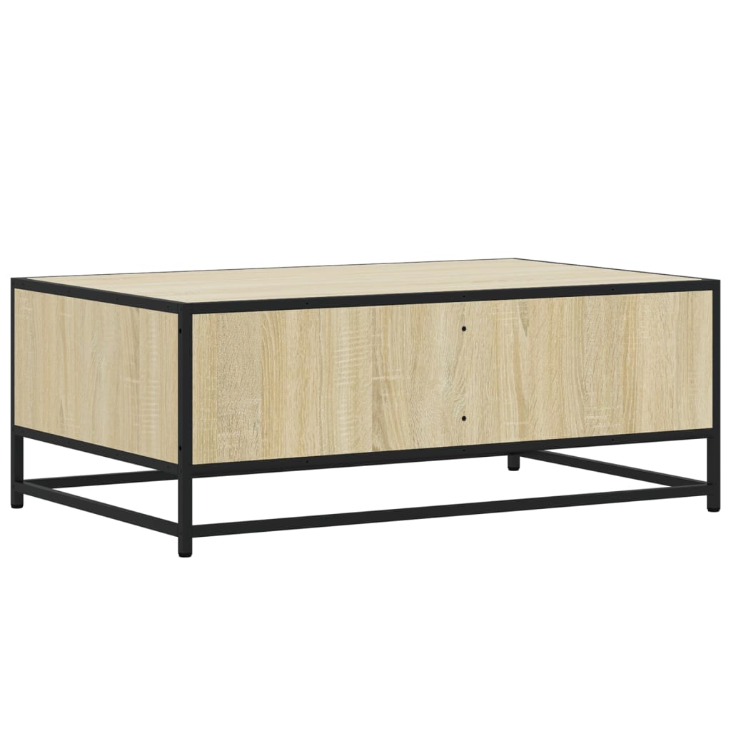 Tavolino Rovere Sonoma 90x57x35 cm Legno Multistrato e Metallo