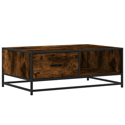 Tavolino Rovere Fumo 90x57x35 cm in Legno Multistrato e Metallo