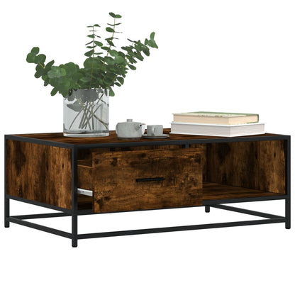 Tavolino Rovere Fumo 90x57x35 cm in Legno Multistrato e Metallo