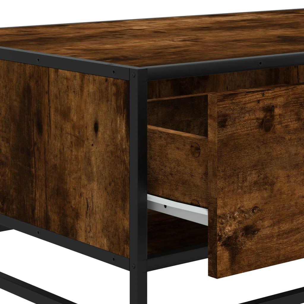 Tavolino Rovere Fumo 90x57x35 cm in Legno Multistrato e Metallo