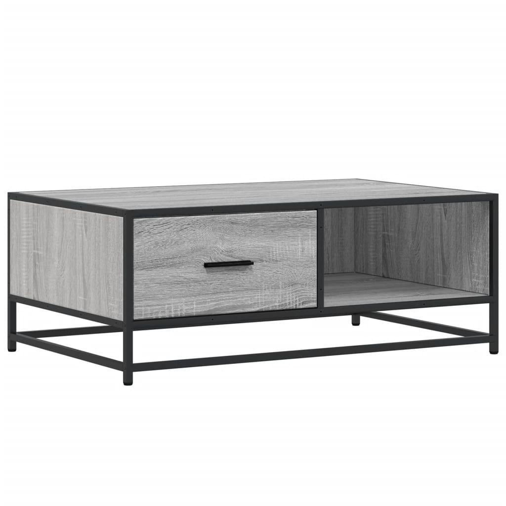 Tavolino Grigio Sonoma 90x57x35 cm Legno Multistrato e Metallo | homemem39