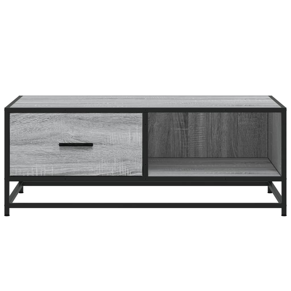 Tavolino Grigio Sonoma 90x57x35 cm Legno Multistrato e Metallo | homemem39