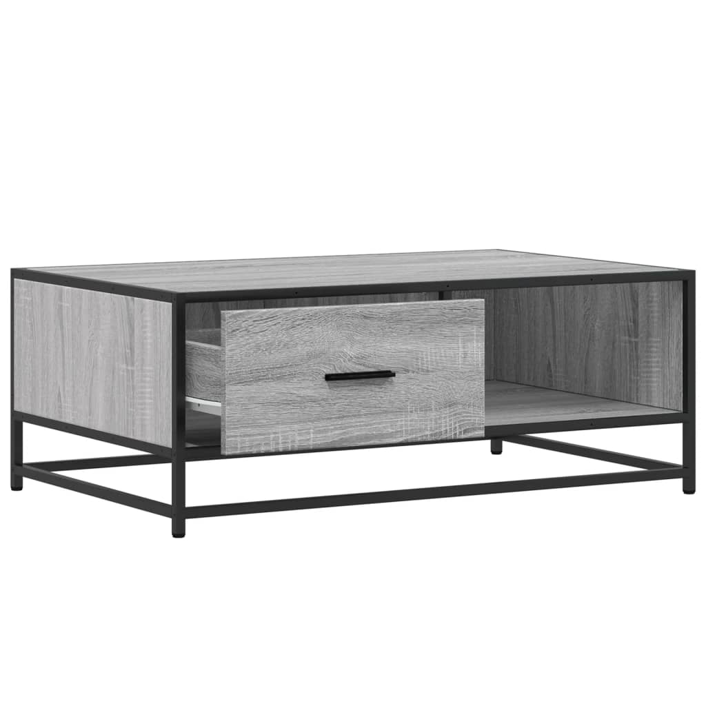 Tavolino Grigio Sonoma 90x57x35 cm Legno Multistrato e Metallo | homemem39