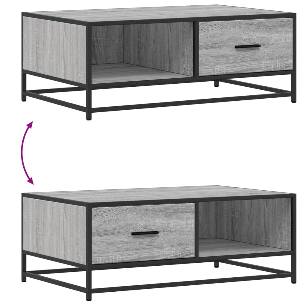 Tavolino Grigio Sonoma 90x57x35 cm Legno Multistrato e Metallo | homemem39