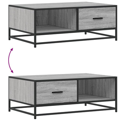Tavolino Grigio Sonoma 90x57x35 cm Legno Multistrato e Metallo | homemem39