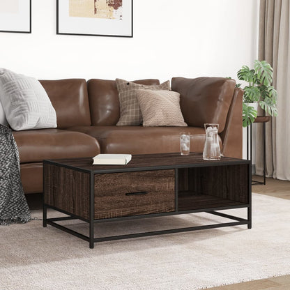 Tavolino Rovere Marrone 90x57x35 cm Legno Multistrato e Metallo | homemem39