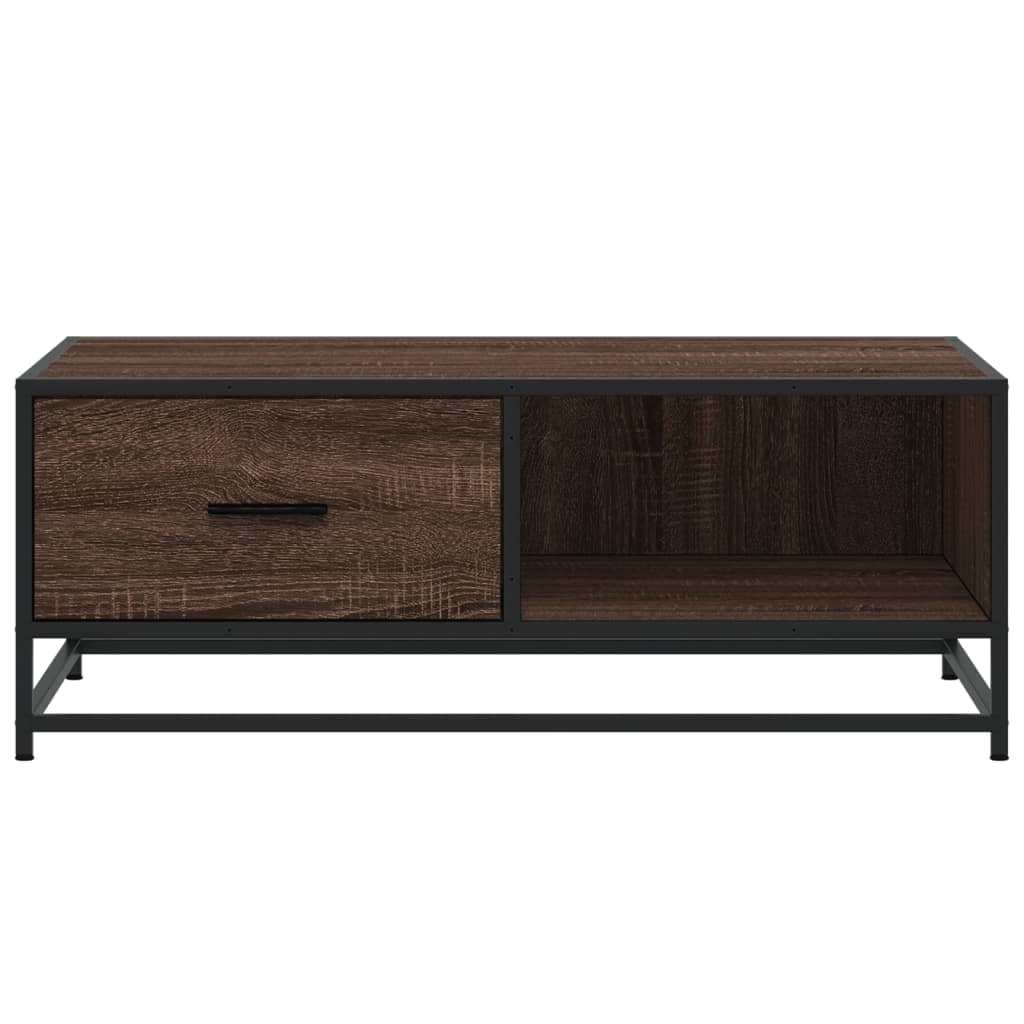 Tavolino Rovere Marrone 90x57x35 cm Legno Multistrato e Metallo | homemem39