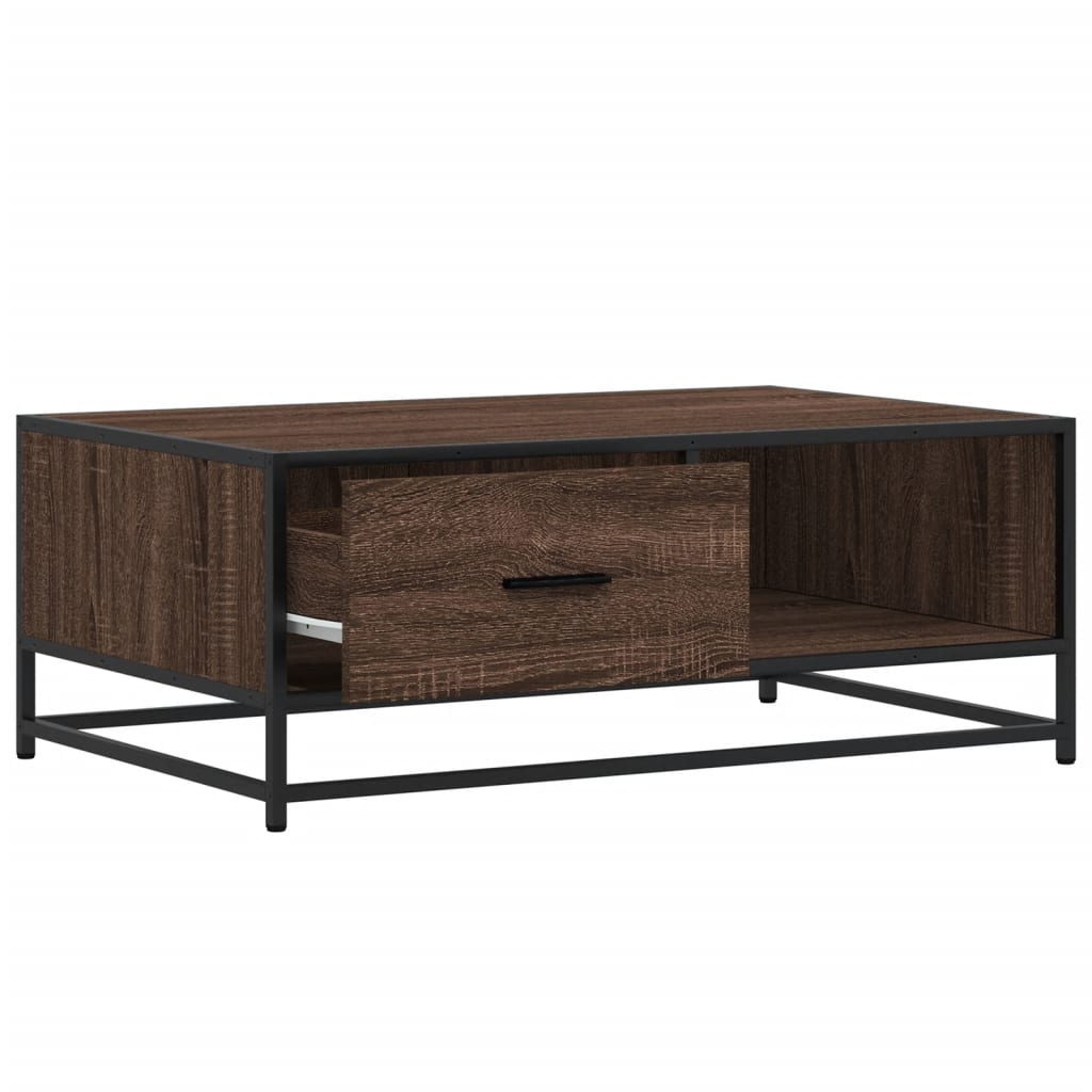 Tavolino Rovere Marrone 90x57x35 cm Legno Multistrato e Metallo
