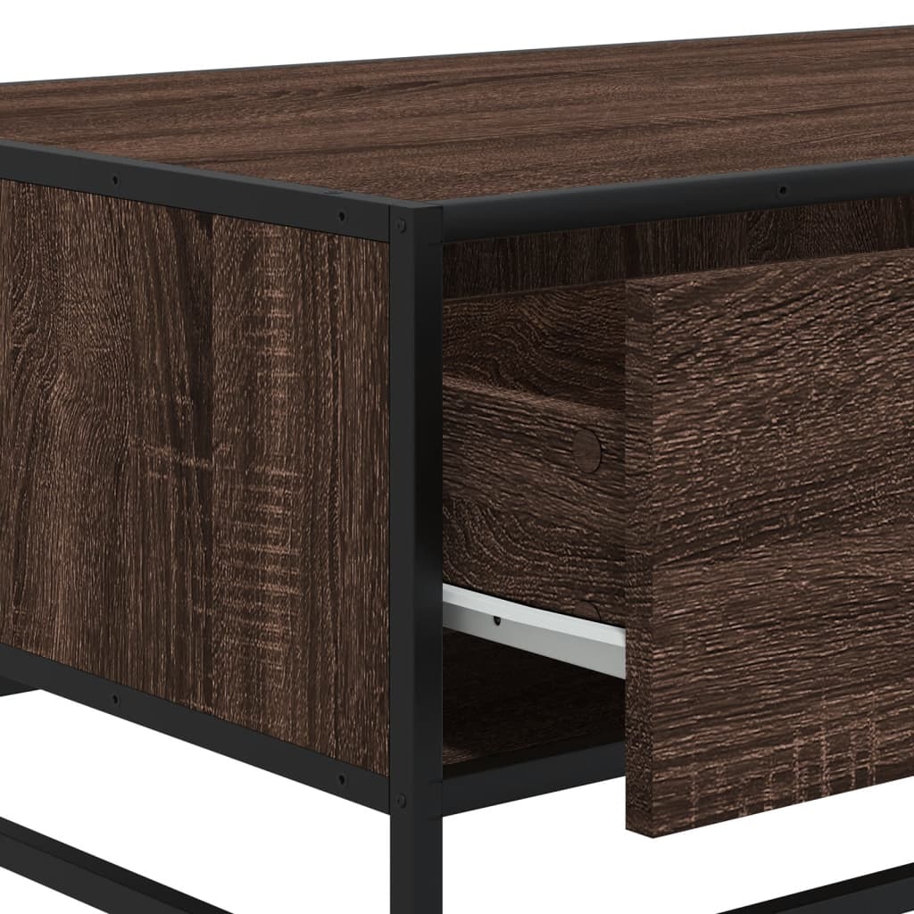 Tavolino Rovere Marrone 90x57x35 cm Legno Multistrato e Metallo
