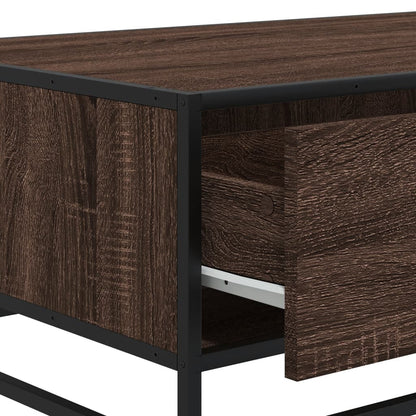 Tavolino Rovere Marrone 90x57x35 cm Legno Multistrato e Metallo