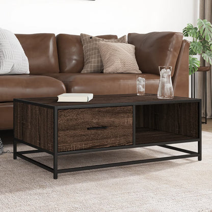 Tavolino Rovere Marrone 90x57x35 cm Legno Multistrato e Metallo | homemem39