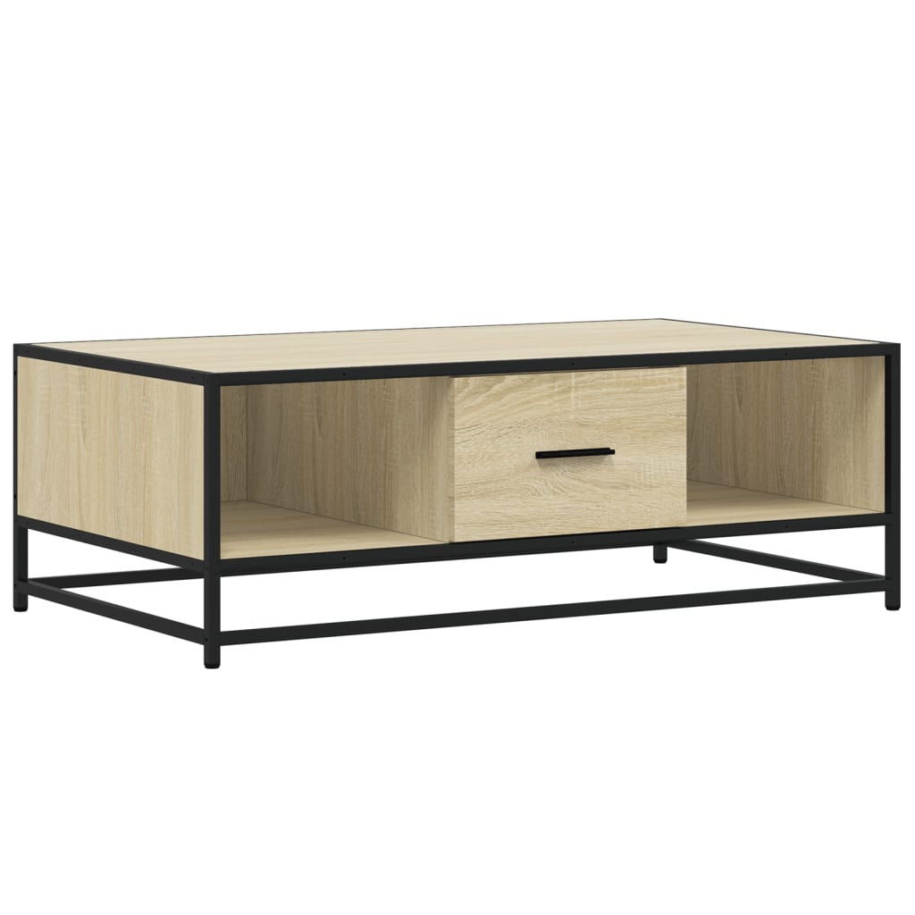 Tavolino Rovere Sonoma 100x57x35 cm Legno Multistrato Metallo