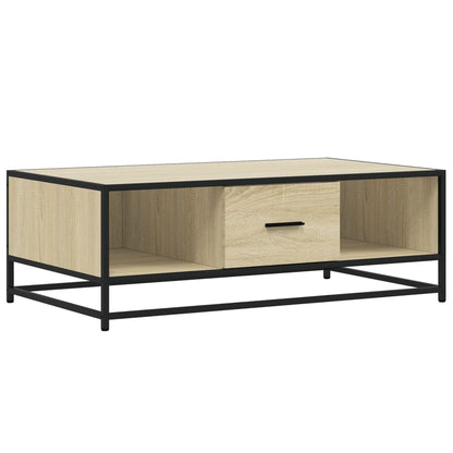 Tavolino Rovere Sonoma 100x57x35 cm Legno Multistrato Metallo