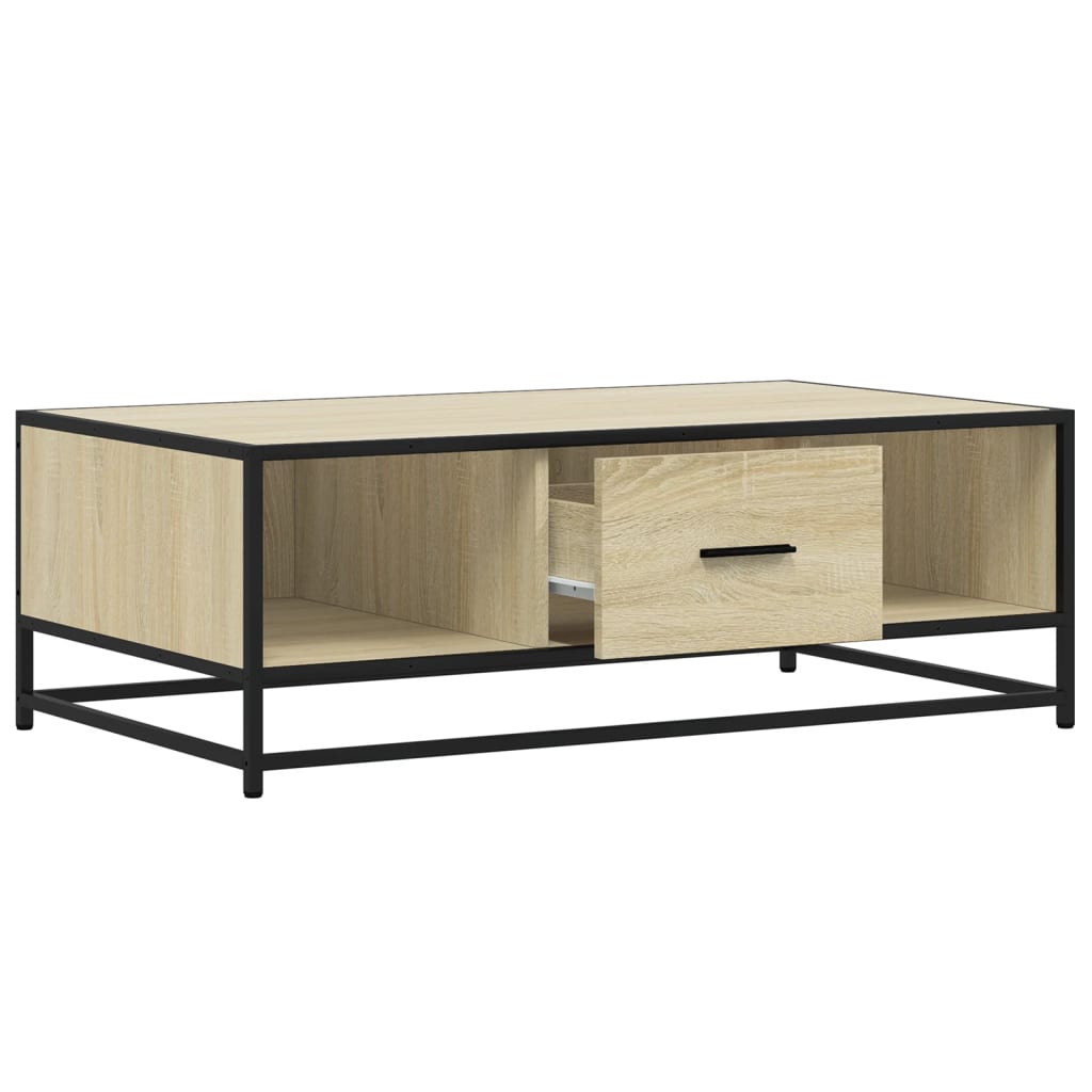Tavolino Rovere Sonoma 100x57x35 cm Legno Multistrato Metallo