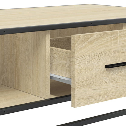 Tavolino Rovere Sonoma 100x57x35 cm Legno Multistrato Metallo