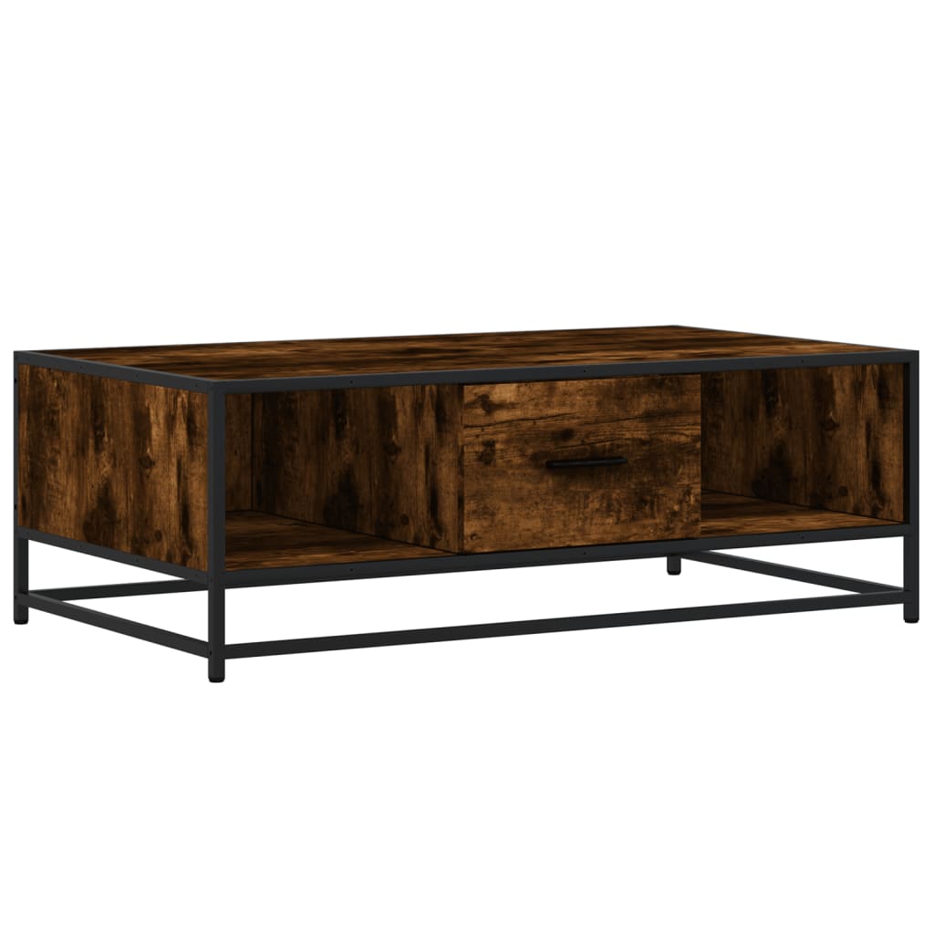 Tavolino Rovere Fumo 100x57x35cm in Legno Multistrato e Metallo