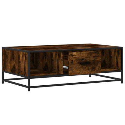 Tavolino Rovere Fumo 100x57x35cm in Legno Multistrato e Metallo