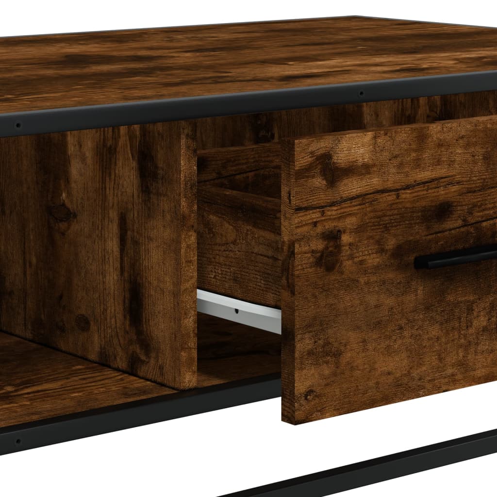 Tavolino Rovere Fumo 100x57x35cm in Legno Multistrato e Metallo