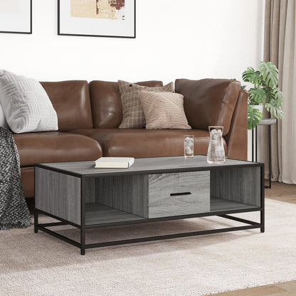 Tavolino Grigio Sonoma 100x57x35 cm Legno Multistrato e Metallo | homemem39