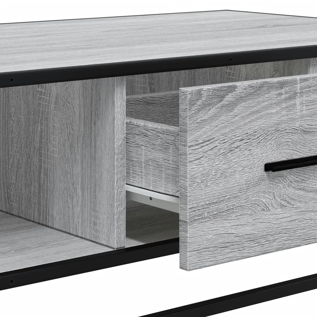 Tavolino Grigio Sonoma 100x57x35 cm Legno Multistrato e Metallo | homemem39