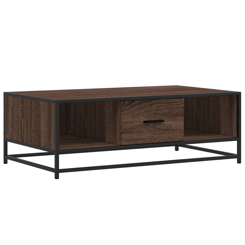 Tavolino Rovere Marrone 100x57x35 cm Legno Multistrato Metallo | homemem39