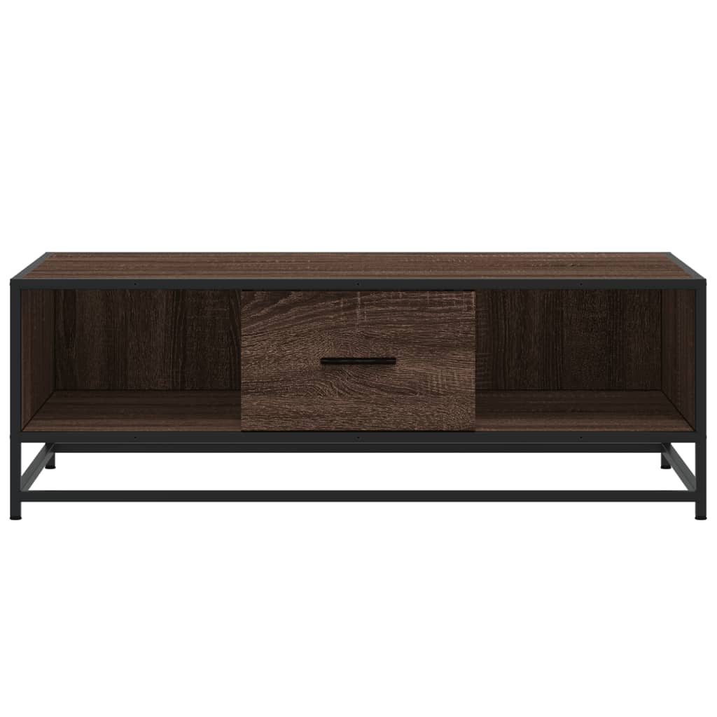 Tavolino Rovere Marrone 100x57x35 cm Legno Multistrato Metallo | homemem39