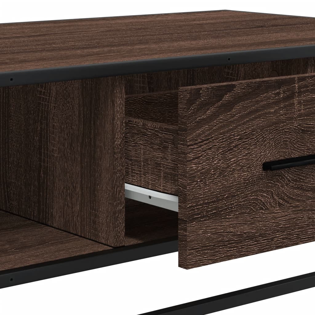 Tavolino Rovere Marrone 100x57x35 cm Legno Multistrato Metallo | homemem39