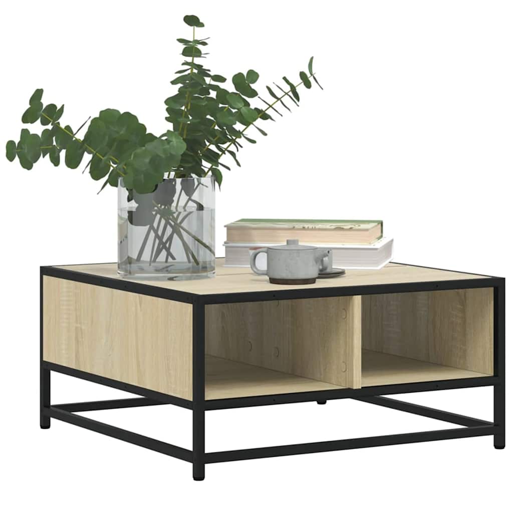 Tavolino Salotto Sonoma 60,5x60,5x30 cm in Truciolato e Metallo