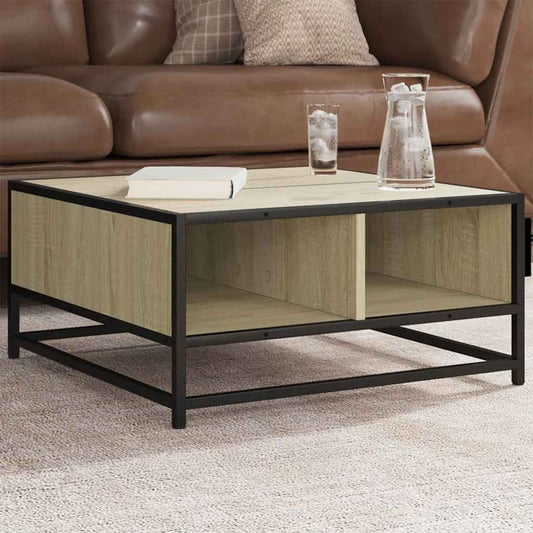 Tavolino Salotto Sonoma 60,5x60,5x30 cm in Truciolato e Metallo | homemem39