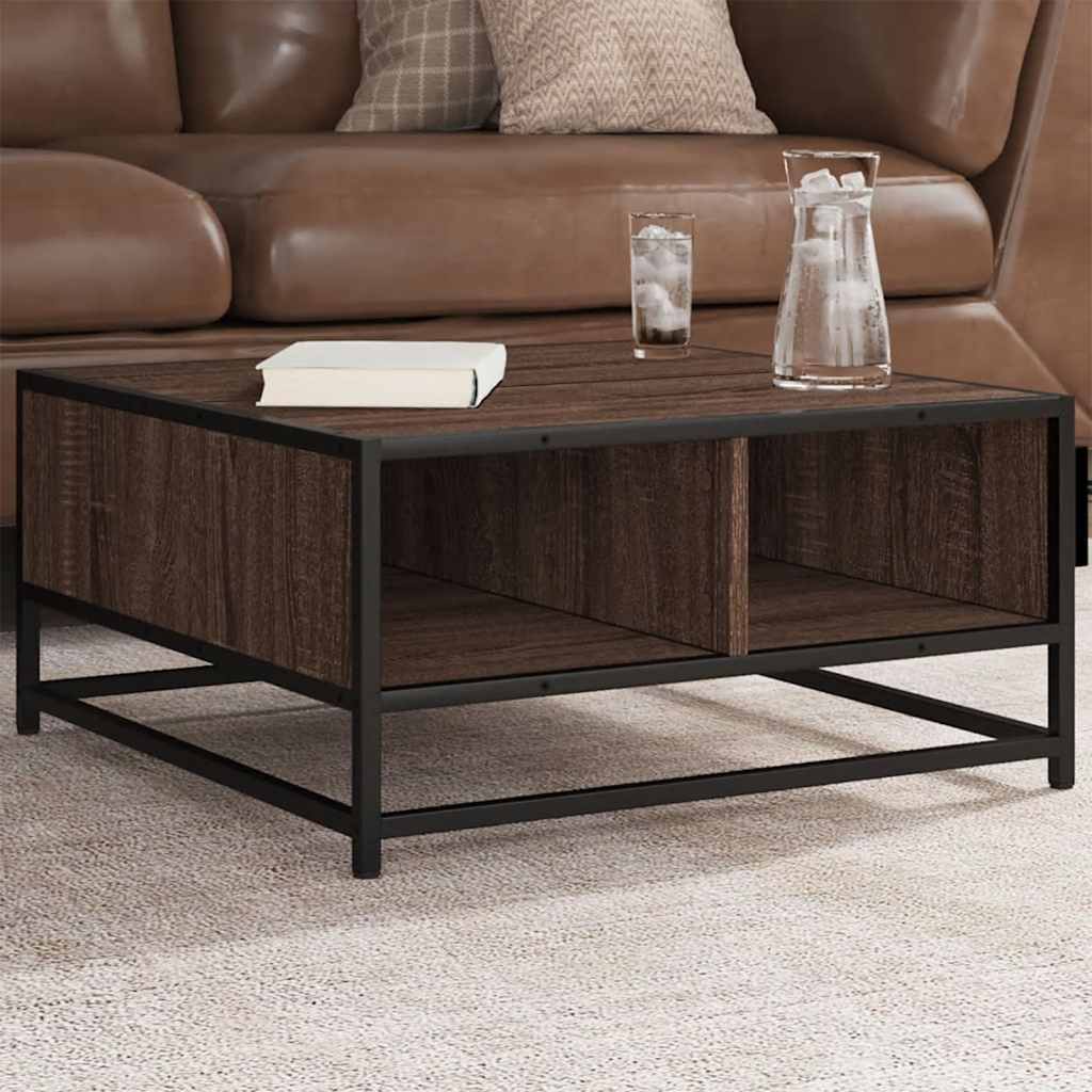 Tavolino Rovere Marrone 60,5x60,5x30 cm in Truciolato e Metallo | homemem39