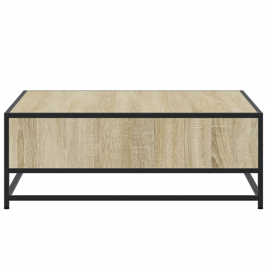 Tavolino Rovere Sonoma 80x80x30 cm in Truciolato e Metallo