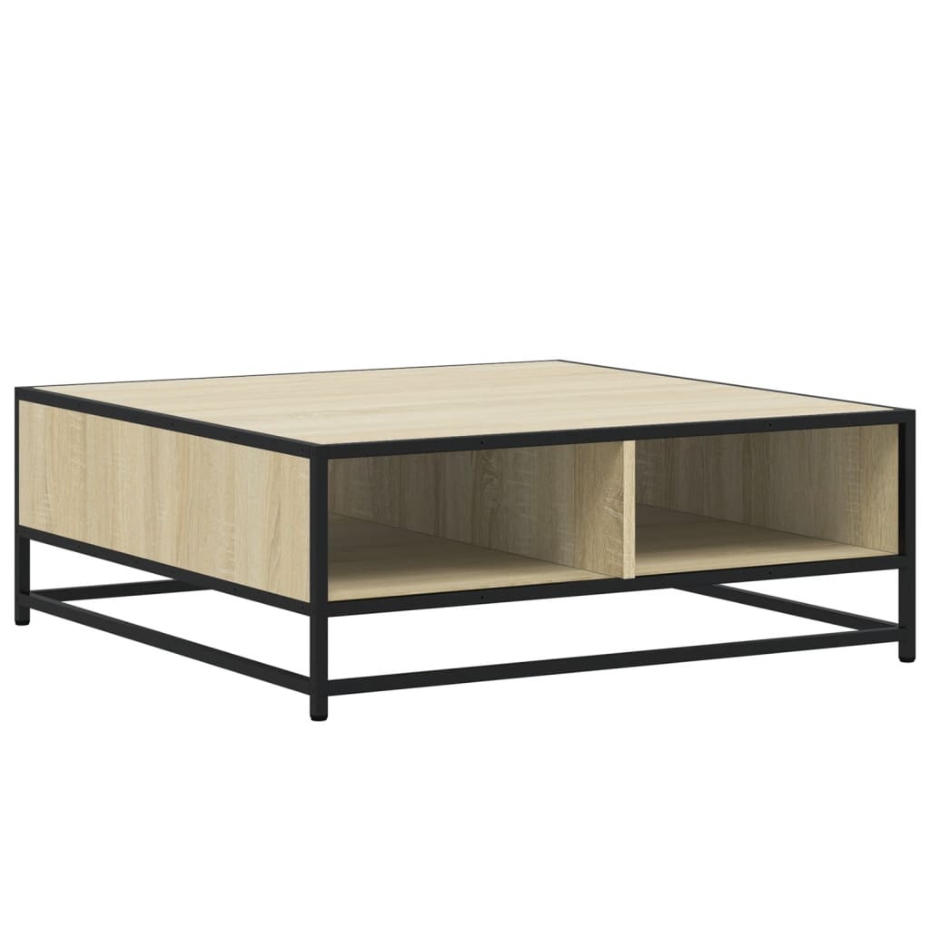 Tavolino Rovere Sonoma 80x80x30 cm in Truciolato e Metallo