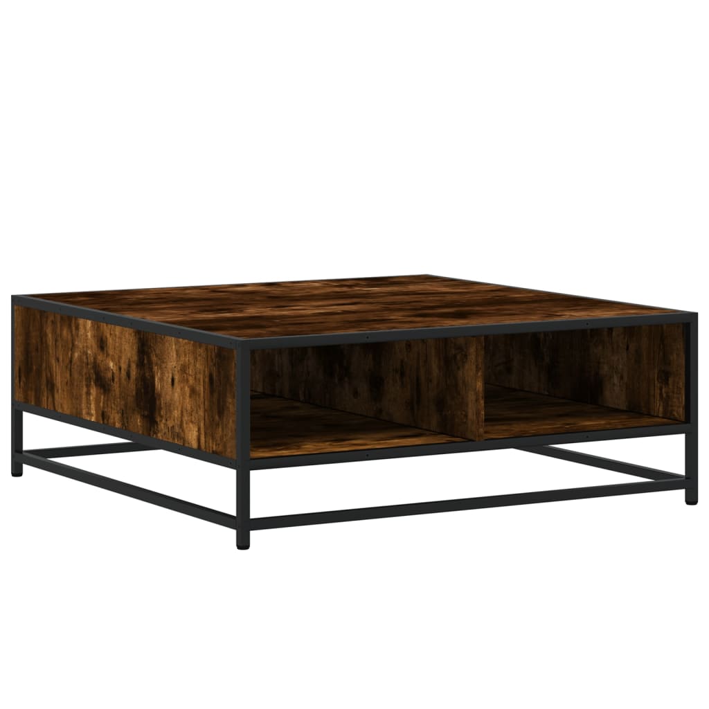 Tavolino Rovere Fumo 80x80x30 cm in Truciolato e Metallo