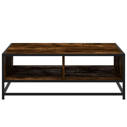 Tavolino Rovere Fumo 80x80x30 cm in Truciolato e Metallo | homemem39