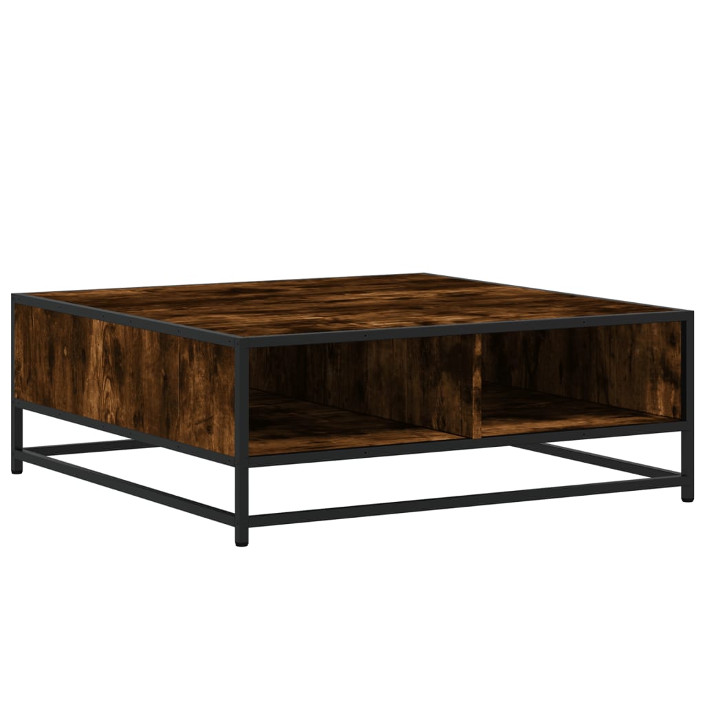 Tavolino Rovere Fumo 80x80x30 cm in Truciolato e Metallo