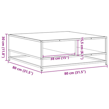 Tavolino Rovere Fumo 80x80x30 cm in Truciolato e Metallo