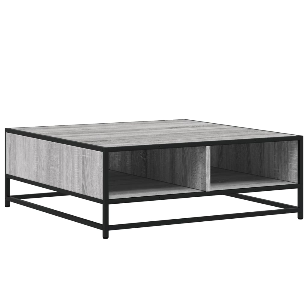 Tavolino Grigio Sonoma 80x80x30 cm in Truciolato e Metallo