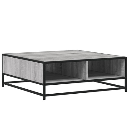 Tavolino Grigio Sonoma 80x80x30 cm in Truciolato e Metallo