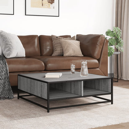 Tavolino Grigio Sonoma 80x80x30 cm in Truciolato e Metallo