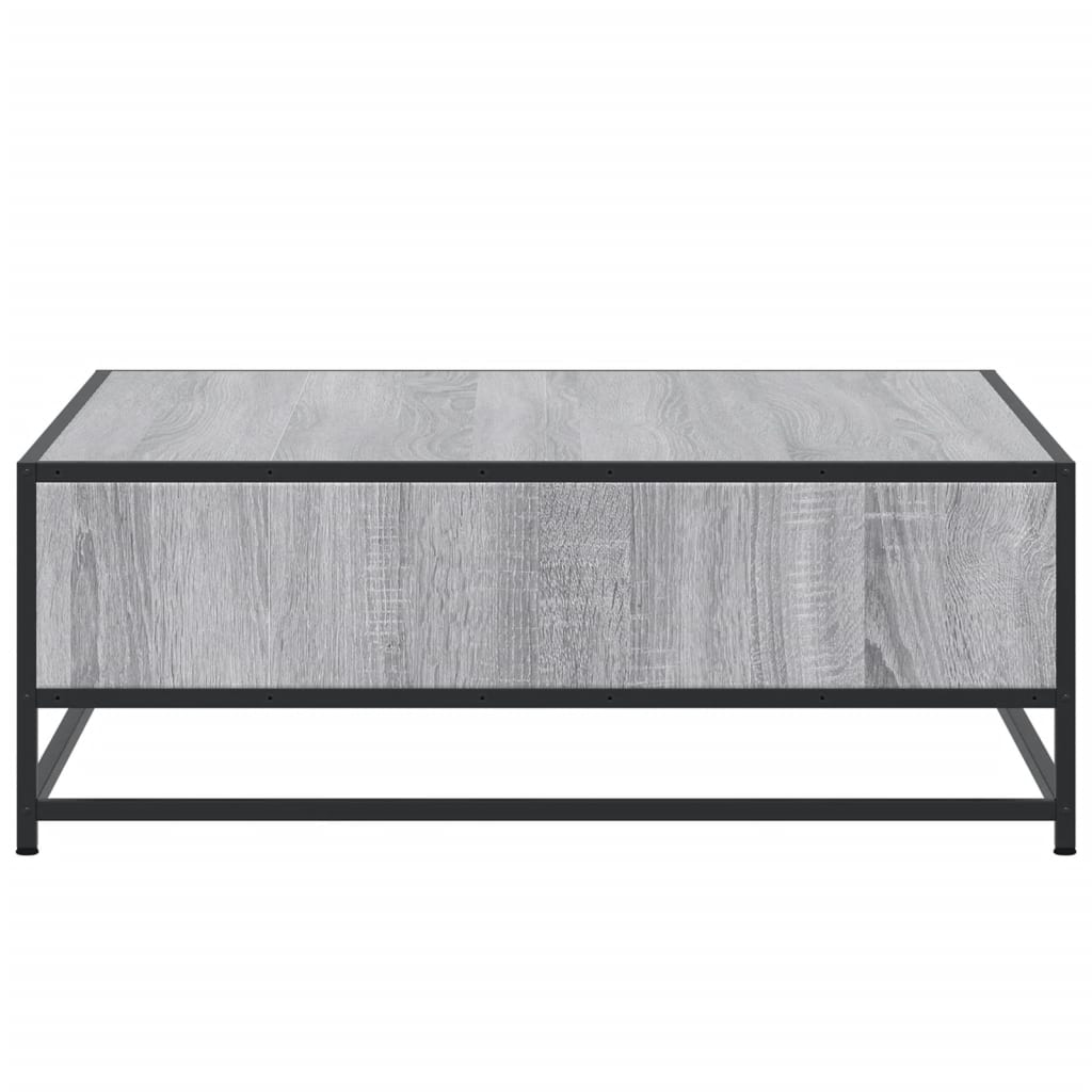 Tavolino Grigio Sonoma 80x80x30 cm in Truciolato e Metallo