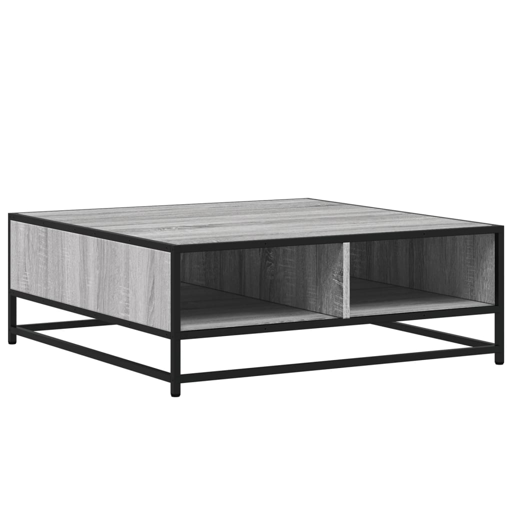 Tavolino Grigio Sonoma 80x80x30 cm in Truciolato e Metallo